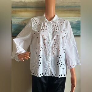 J Crew Cotton White  Blouse